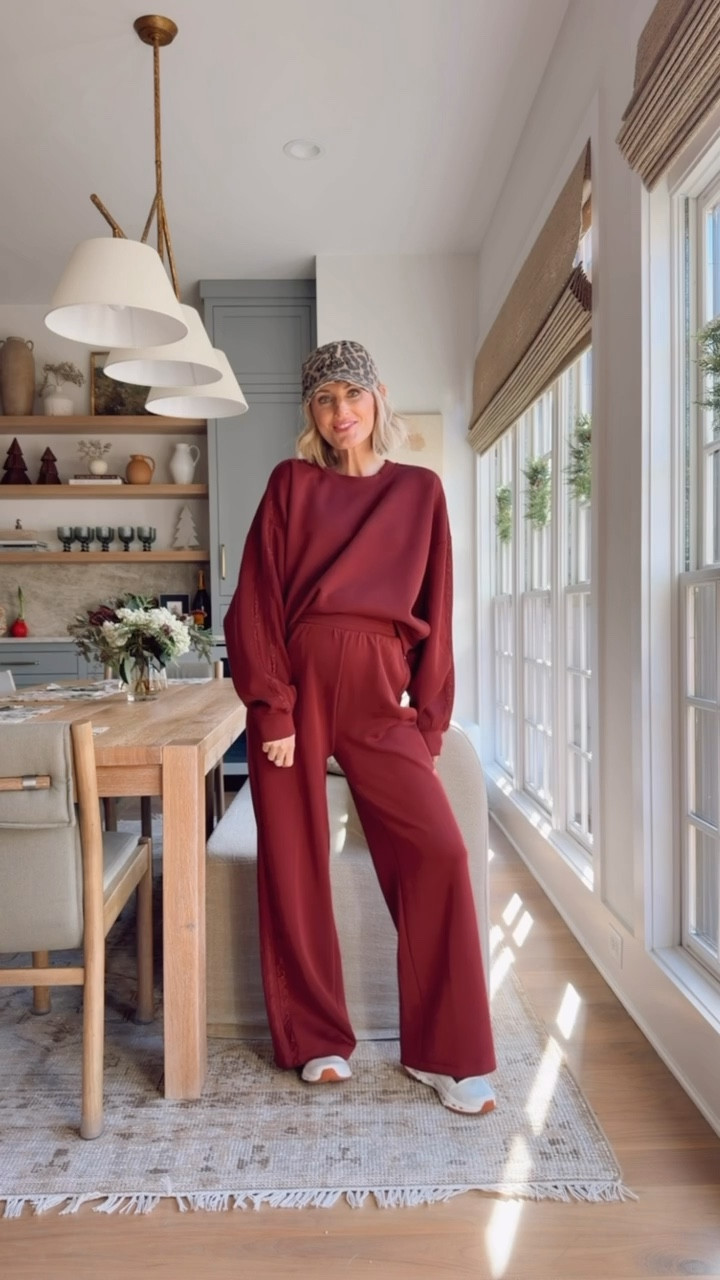 I just got in this burgundy matching lounge set from Target! Love the lace trim details! Currently 50% off! 👏🏼Wearing size M!

Loverly Grey, Target, athleisure, lounge set, matching set, Black Friday sale, cyber week, travel outfit 

#LTKSaleAlert #LTKCyberWeek