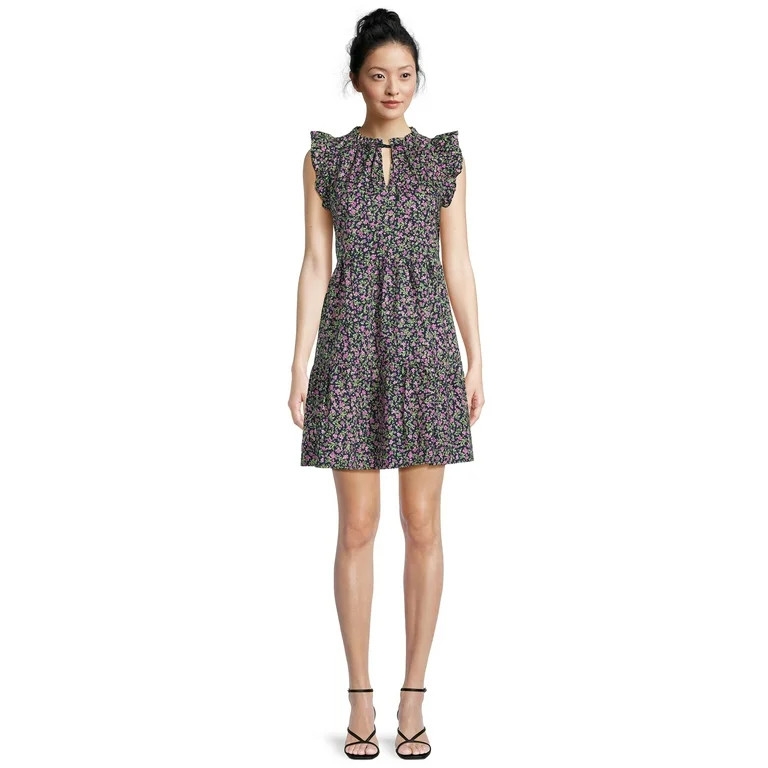 Time and Tru Women's Tiered Cotton Poplin Dress | Walmart (US)