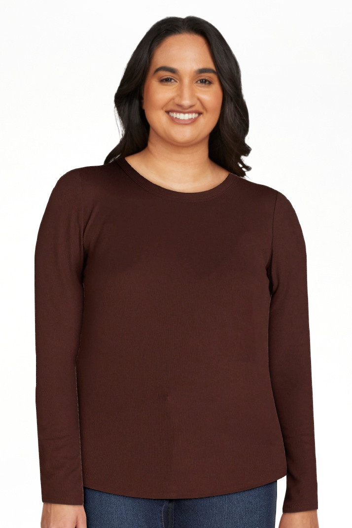 No Boundaries Ribbed Crewneck Tee with Long Sleeves, 1 or 2-Pack, Women's | Walmart (US)