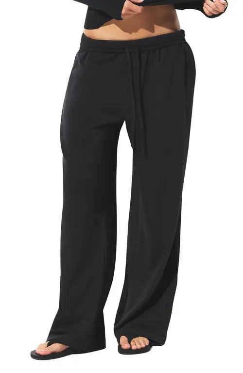 SKIMS Cotton Blend Jersey Wide Leg Pants in Soot at Nordstrom, Size Large | Nordstrom