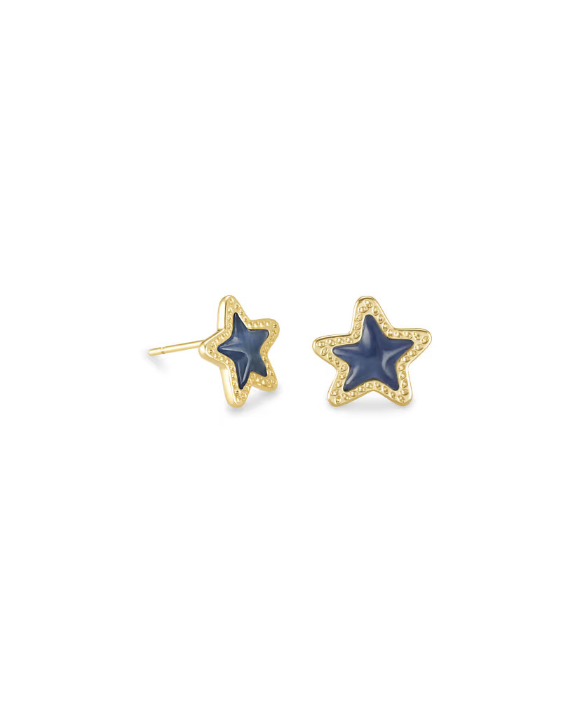 Jae Star Gold Stud Earrings in Emerald Cat's Eye | Kendra Scott