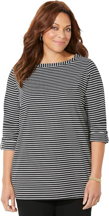 Catherines Women's Plus Size Suprema Boatneck Tunic Top | Amazon (US)