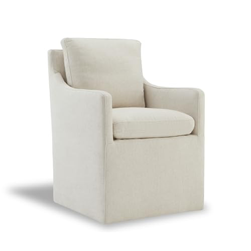 MROYAL Upholstered Dining Chairs with Casters Modern Accent Armchair for Kitchen Diningroom Bedroom Livingroom Reading Room, Linen | Amazon (US)
