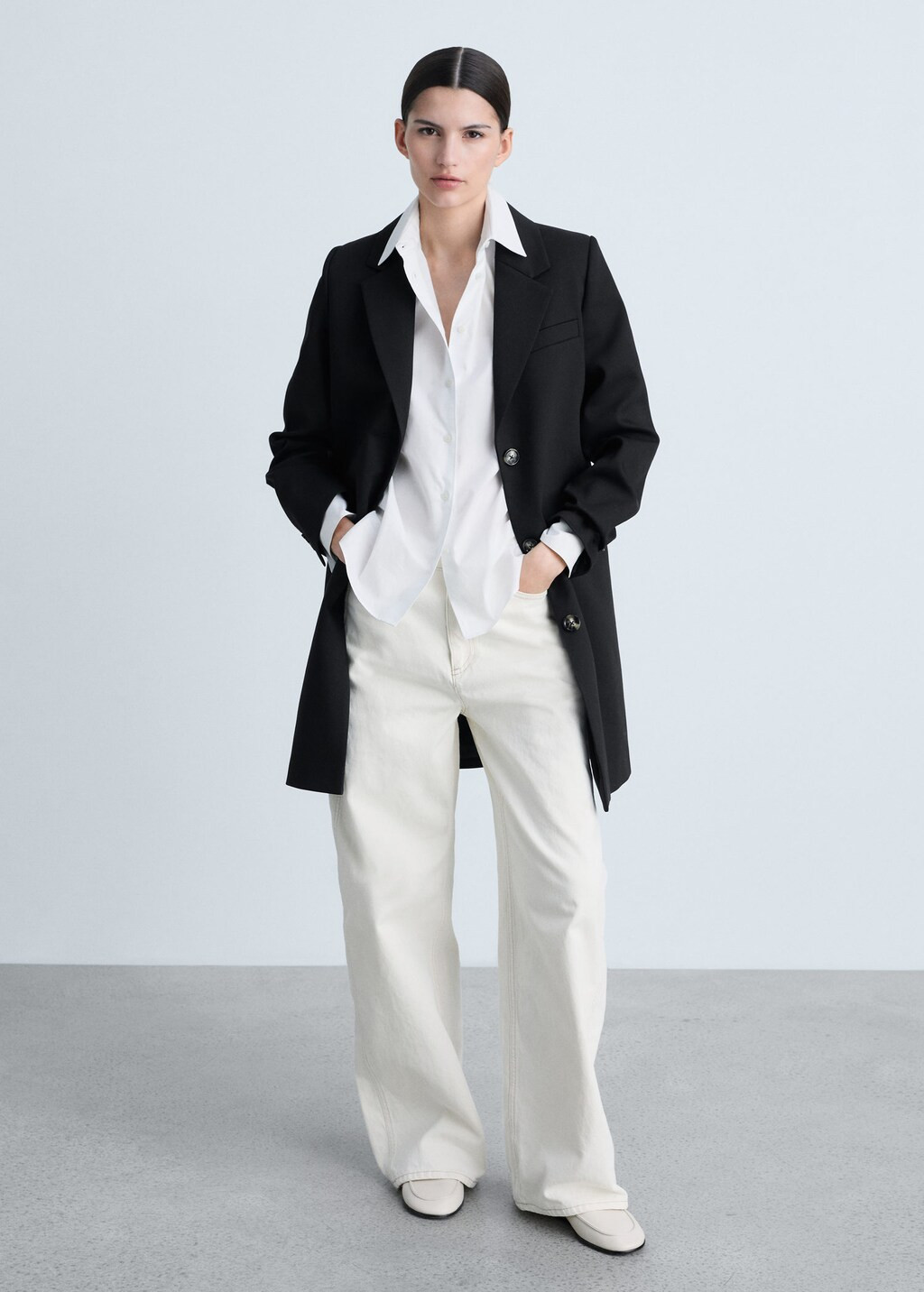 Cotton midi-coat with buttons black - Woman - XS - MANGO | Mango (US/MX/AU)