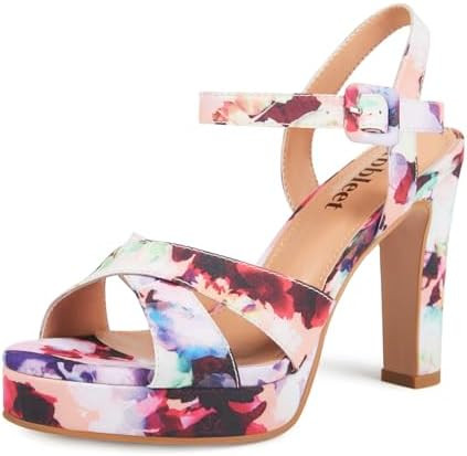 Platform High Heels for Women Strappy Chunky Heels Sandals for Women Open Toe Block Heeled Sandal... | Amazon (US)