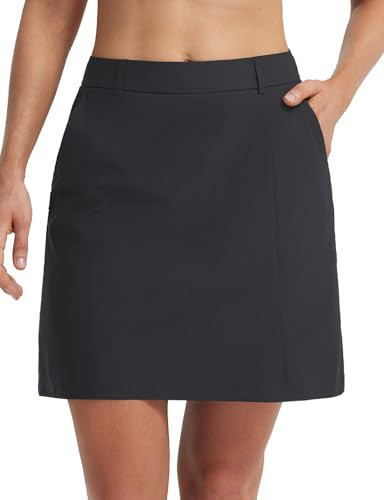 baleaf 18" Golf Skorts Skirts for Women with 3 Pockets UPF 50+ Zipper Quick Dry Casual Work Skort Travel Black M | Amazon (US)