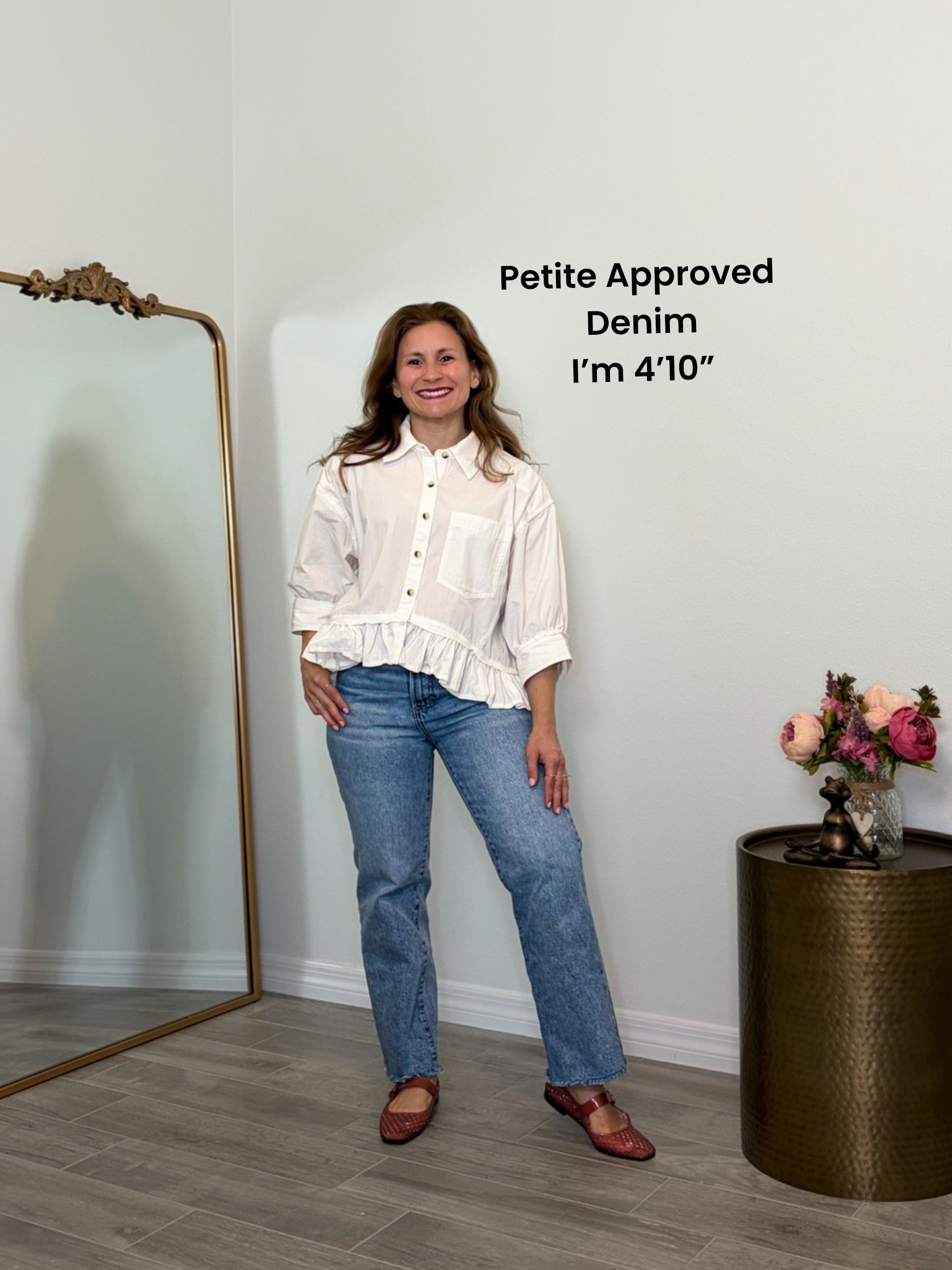 Petite approved denim jeans, I am 4‘10“ wearing the 26 inch inseam. ￼

#LTKootd #LTKPetite #LTKOver40