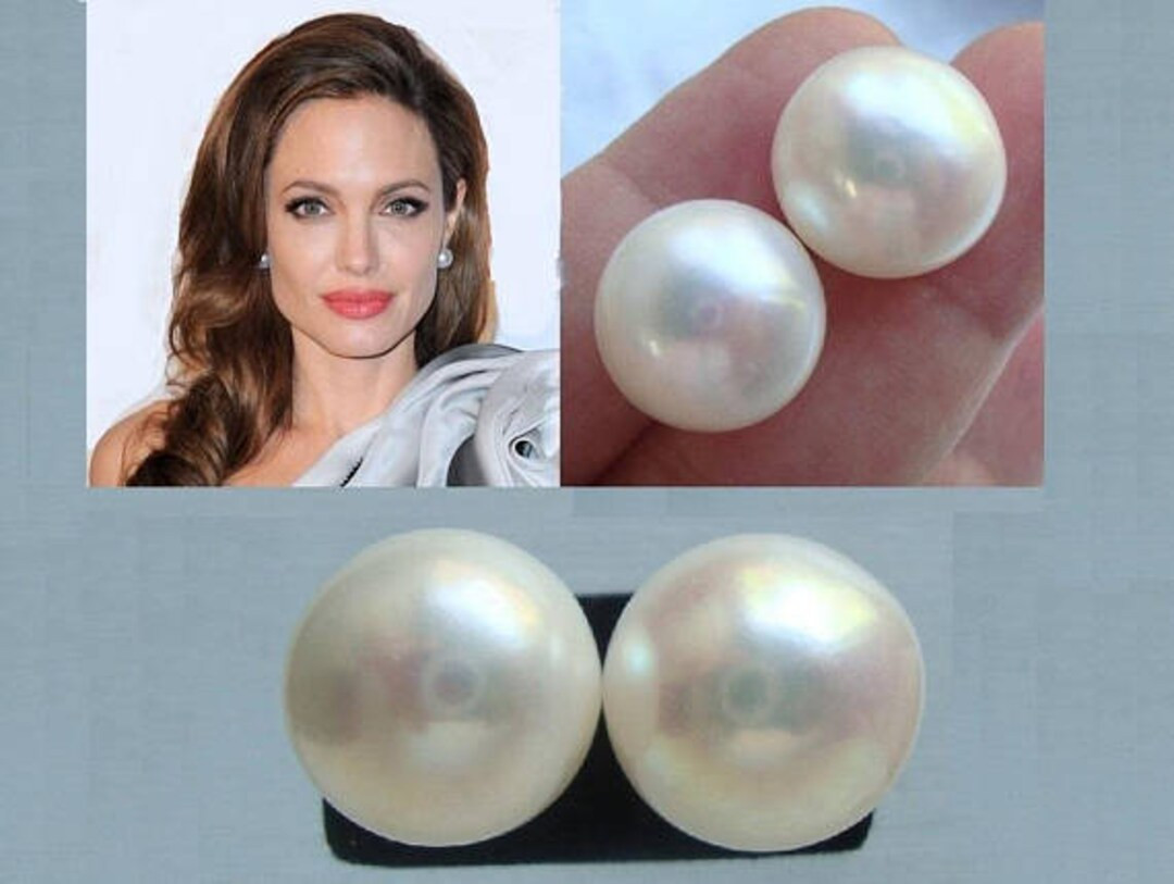 14.0-15mm Huge Not Perfect Elegant Pearl Stud, LUSTROUS Natural Genuine Fresh Water Pearls Ear St... | Etsy (US)
