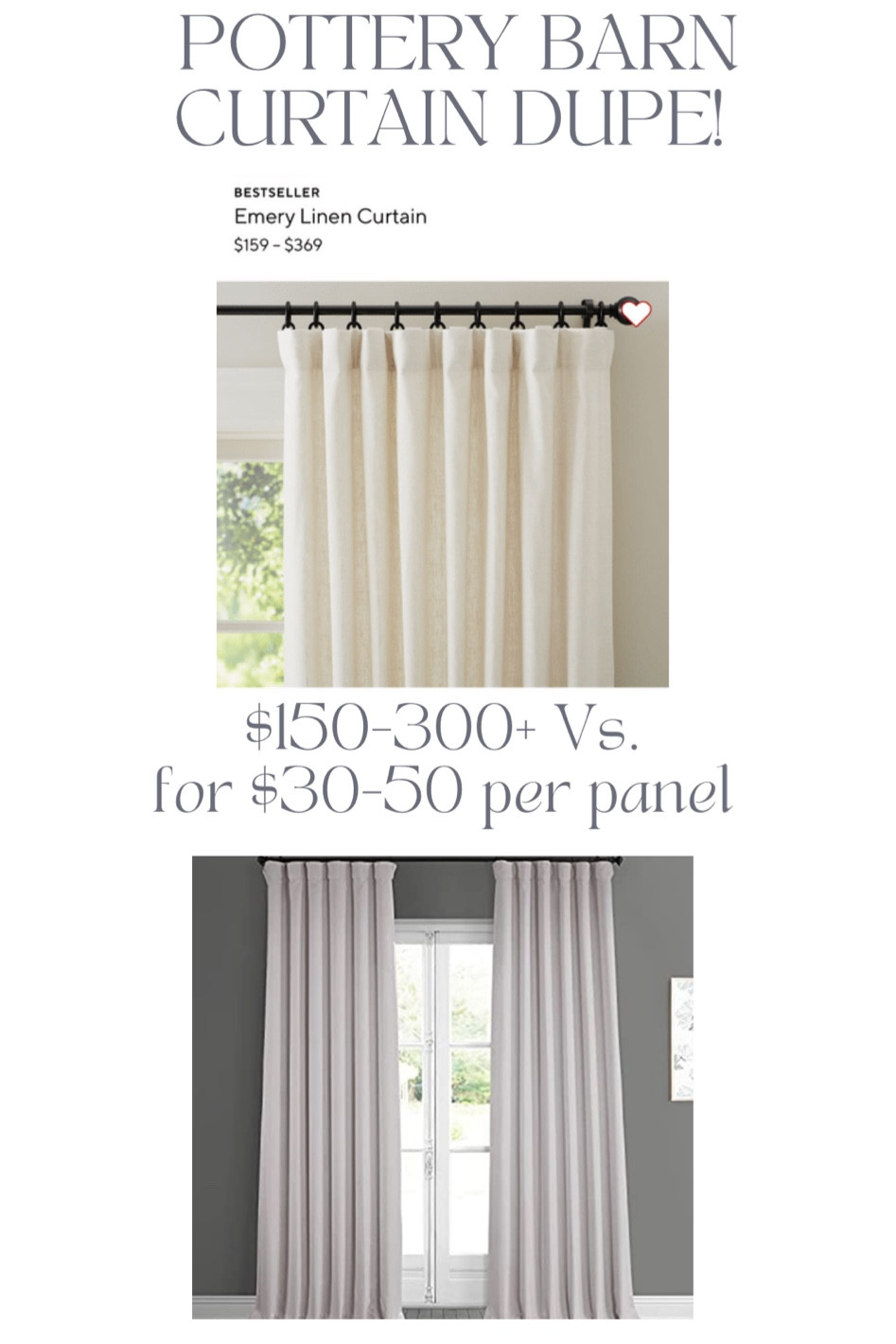 Here is another Pottery Barn curtain dupe from Amazon!!

#LTKhome #LTKCyberweek #LTKsalealert