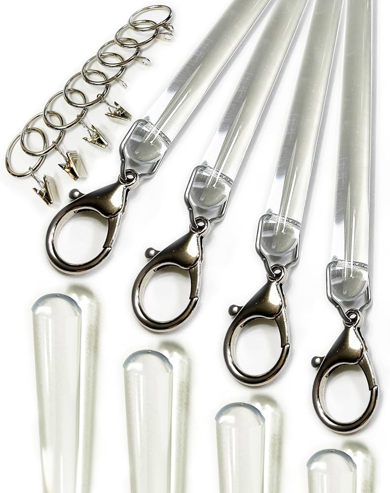 24 inch (4 Pack) All Clear Acrylic Curtain Pull Wand - Clear Curtain Pull Rod for Opening-Closing... | Amazon (US)