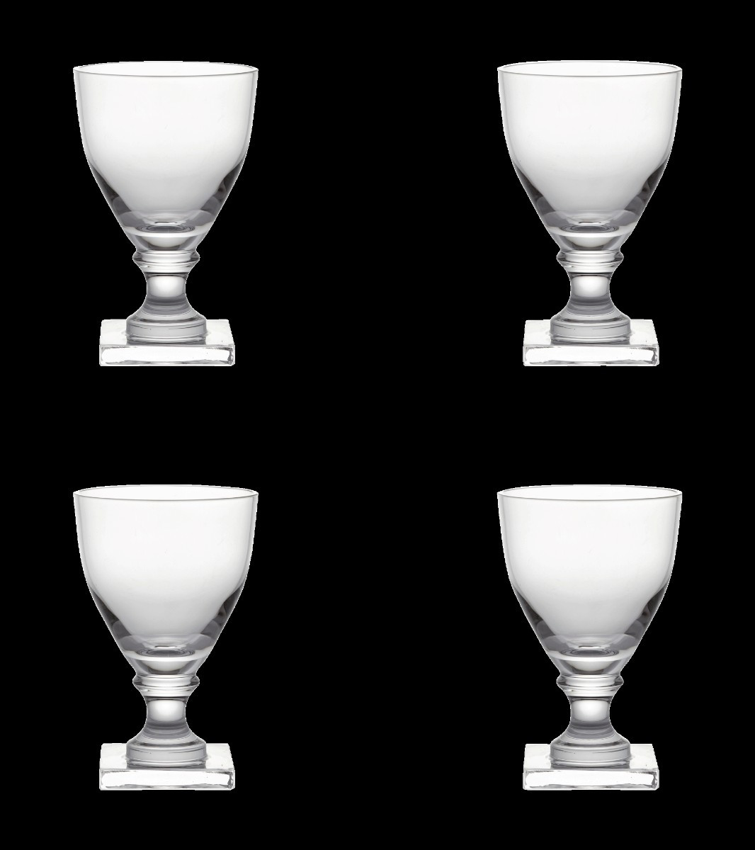 Set of Four Large Square-Based Crystal Glasses - Clear | OKA UK