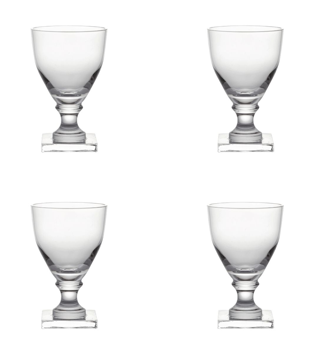 Set of Four Large Square-Based Crystal Glasses - Clear | OKA UK