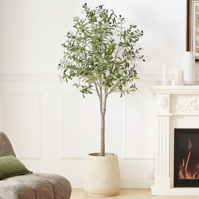 6ft Olive Tree Artificial Indoor Tall Faux Plants Fake Tree For Home Living Room Kitchen Decor House Spring Summer Decoration Thicken Trunk | SHEIN