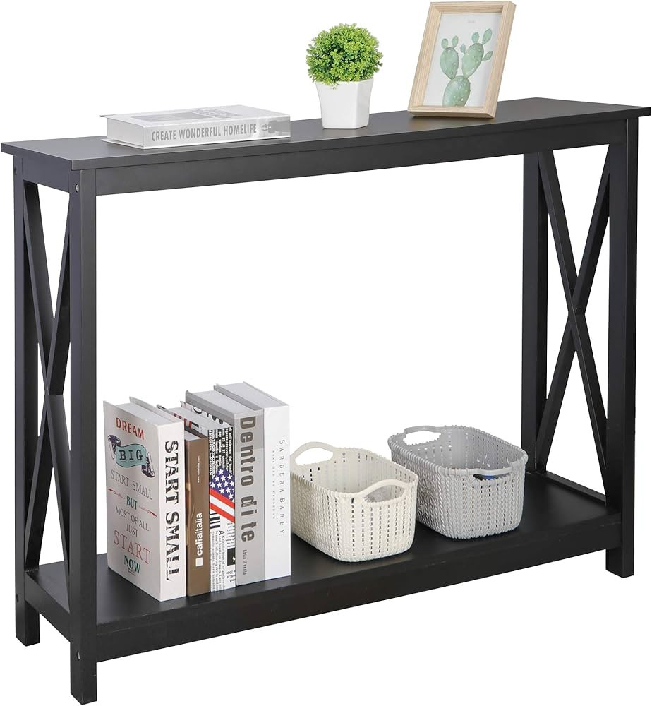 SUPER DEAL 2-Tier Narrow Console Sofa Side Table for Entryway/Hallway/Living Room, 39.3in L x 11.... | Amazon (US)