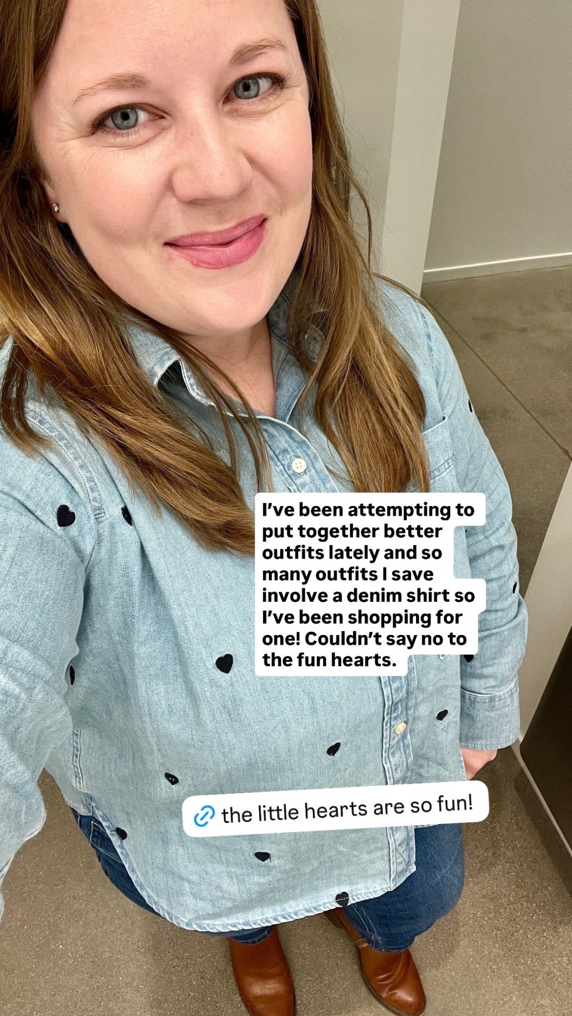 I’ve been attempting to put together better outfits lately and so many outfits I save involve a denim shirt so I’ve been shopping for one! Couldn’t say no to the fun hearts.