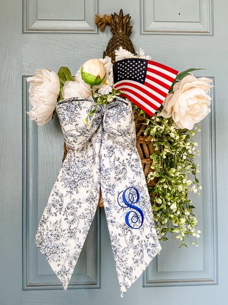 ❤️🤍💙 the perfect Chinoiserie bow for patriotic holiday wreath.

#LTKSeasonal #LTKHome