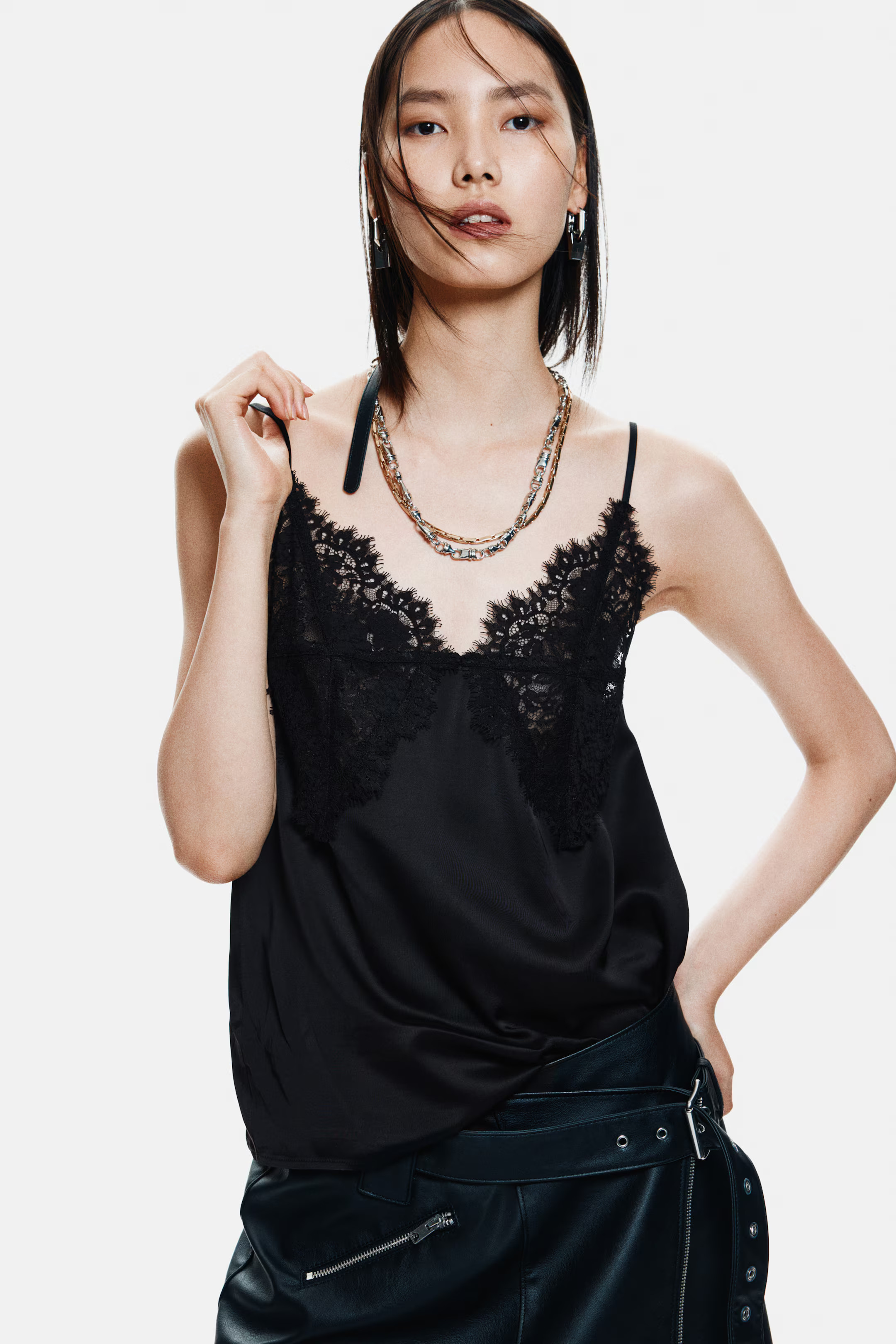 Lace-Detail Camisole Top - Black - Ladies | H&M US | H&M (US + CA)