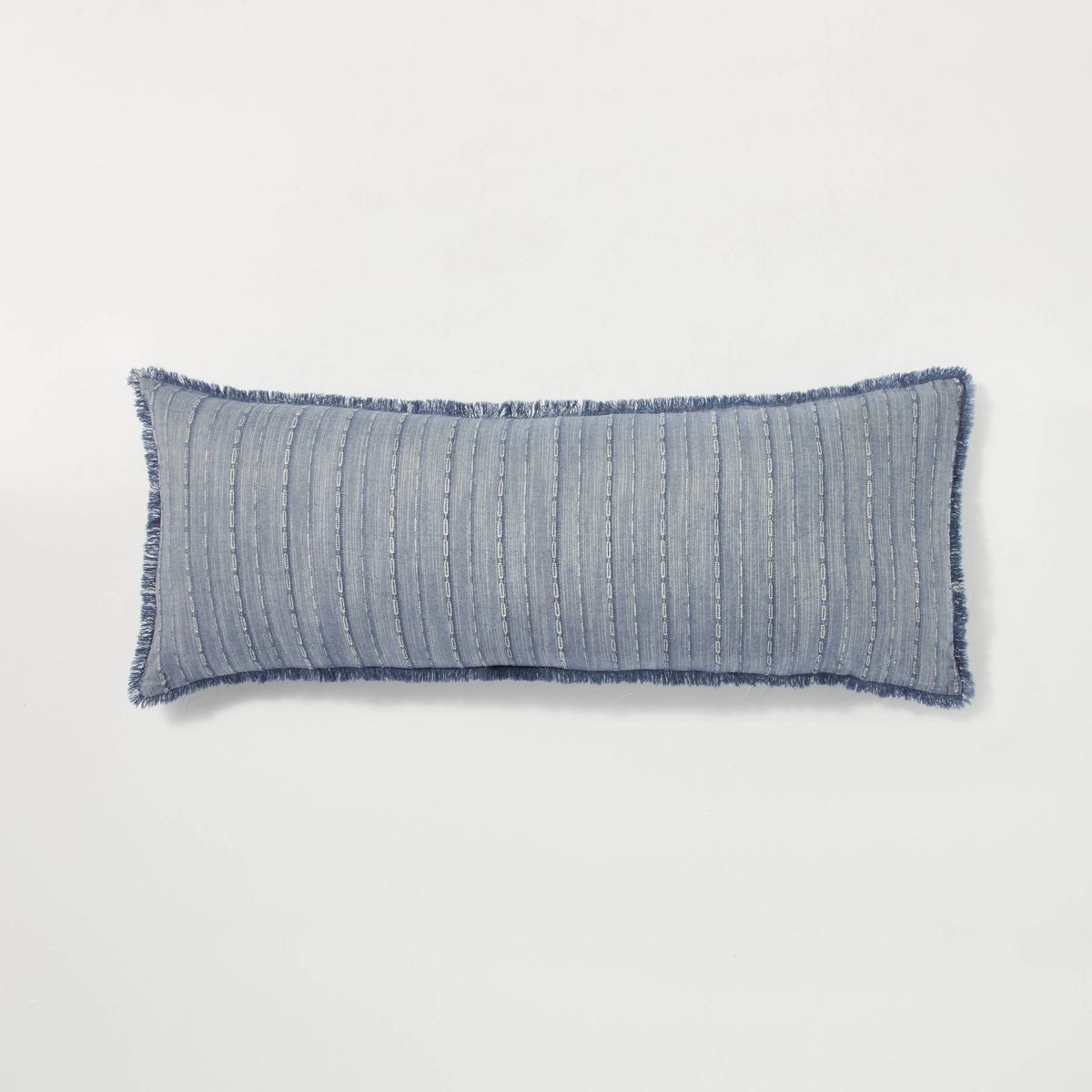16"x42" Washed Loop Stripe Lumbar Bed Pillow Blue - Hearth & Hand™ with Magnolia | Target