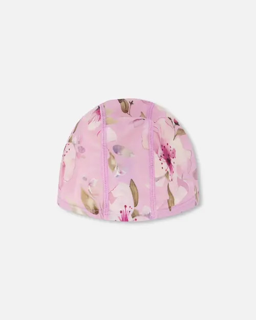 Deux par Deux Flexible Fit Flower Swim Cap in Purple Floral Print at Nordstrom, Size 7 | Nordstrom