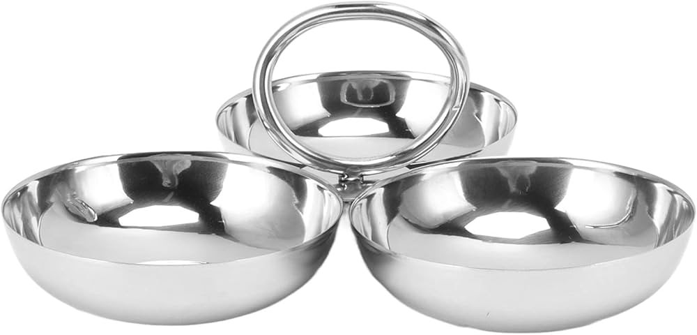 Stainless Steel Snack Plate, Cluster Serving Bowls Connected 3 In 1 Fruit Bowl Plate Reusable Des... | Amazon (US)