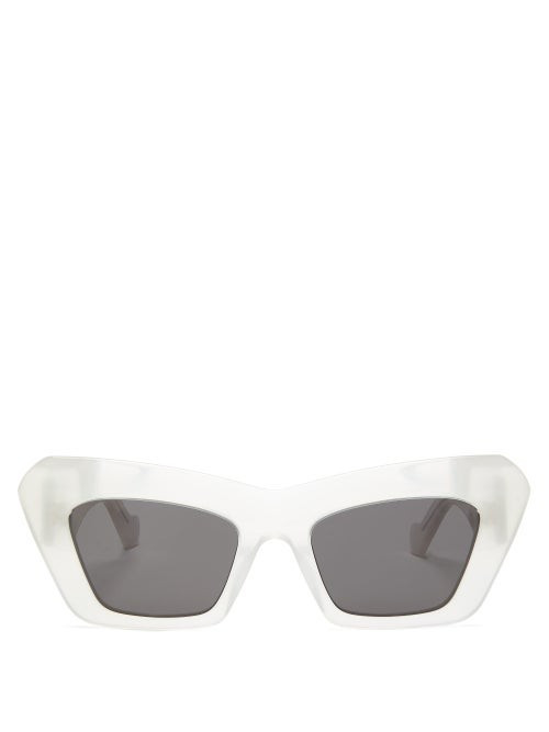 Loewe - Anagram-logo Cat-eye Acetate Sunglasses - Womens - White | Matches (US)