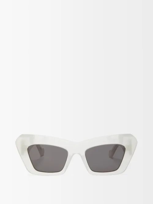 Loewe - Anagram-logo Cat-eye Acetate Sunglasses - Womens - White | Matches (US)