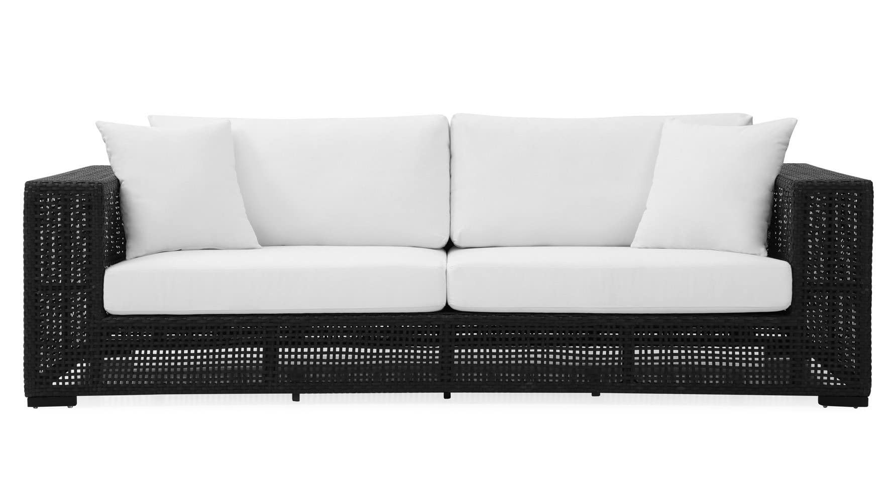ZURI Modern Marquesa Outdoor Black Wicker Sofa with Quick Drying Cushions in White | Amazon (US)