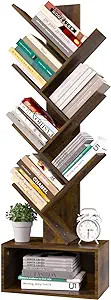 Yoobure Tree Bookshelf - 6 Shelf Retro Floor Standing Bookcase, Tall Wood Book Storage Rack for C... | Amazon (US)