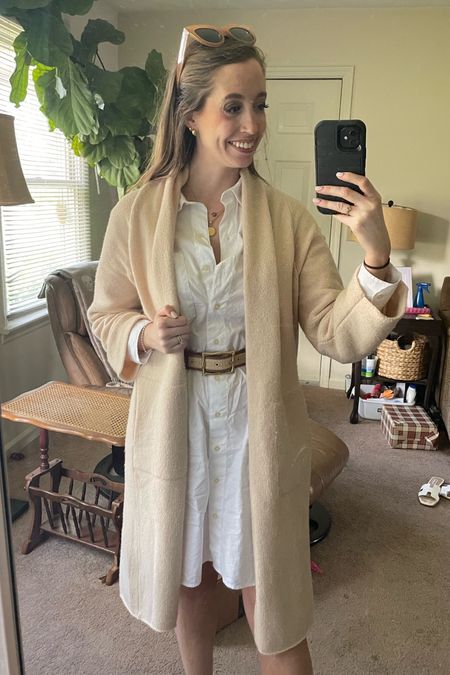 Casual workwear outfit! 
.
White dress shirt dress preppy workwear summer outfit coastal grandmother 

#LTKfindsunder50 #LTKfindsunder100 #LTKworkwear