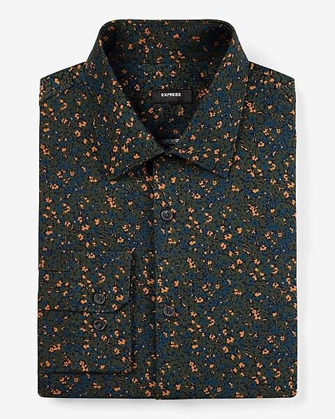 Slim Mixed Floral Stretch 1MX Dress Shirt | Express