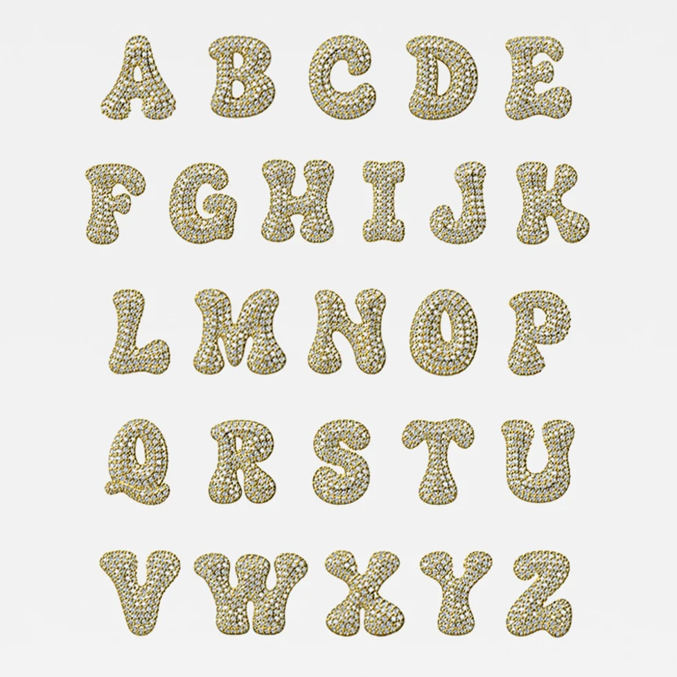 ICED JUMBO LETTER NECKLACE YELLOW GOLD / N | EP JEWELS 