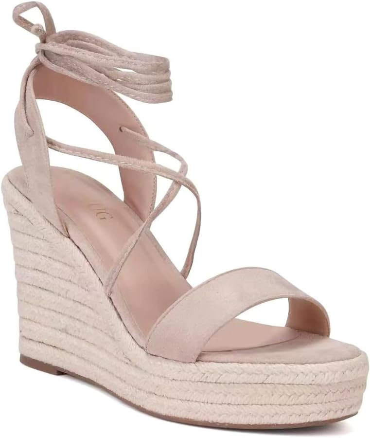 Women's Wedge Platform Espadrille Open Toe Lace-Up Sandals, Cross Strap Wedge Sandals Summer Espa... | Amazon (US)