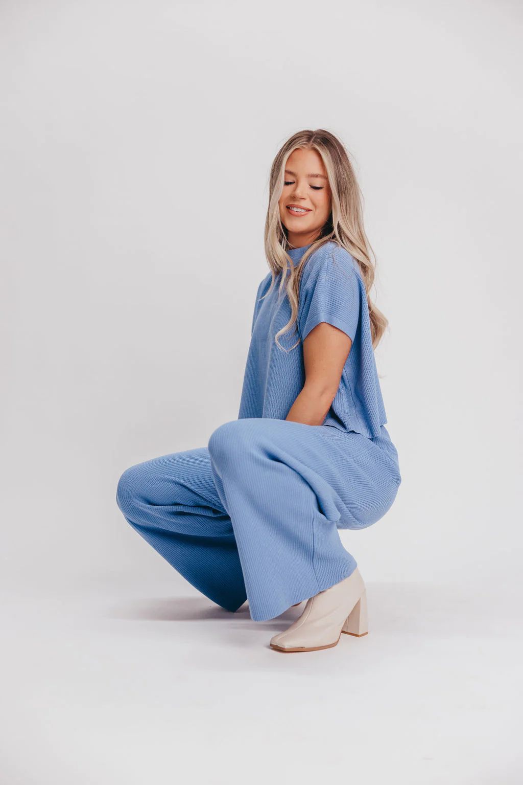 Tripp Knit Top and Pant Set in Blue | Worth Collective