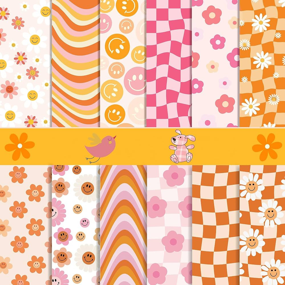VIVIQUEN 24 Sheets Little Orange Daisy Double-Sided Scrapbook Paper 30x30cm Flower Craft Paper Fo... | Amazon (US)