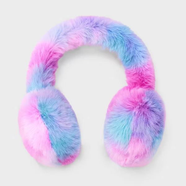 Girls' Tie-Dye Faux Fur Earmuff - Cat & Jack™ Purple/Pink/Blue | Target