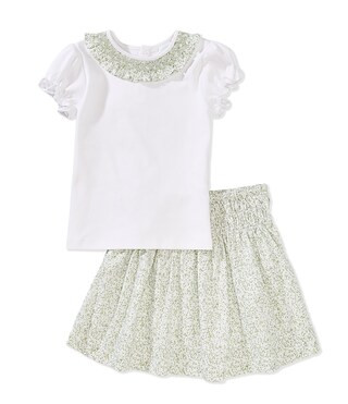 Edgehill Collection Little Girls Short Sleeve Top & Floral Skirt Set | Dillard's | Dillard's