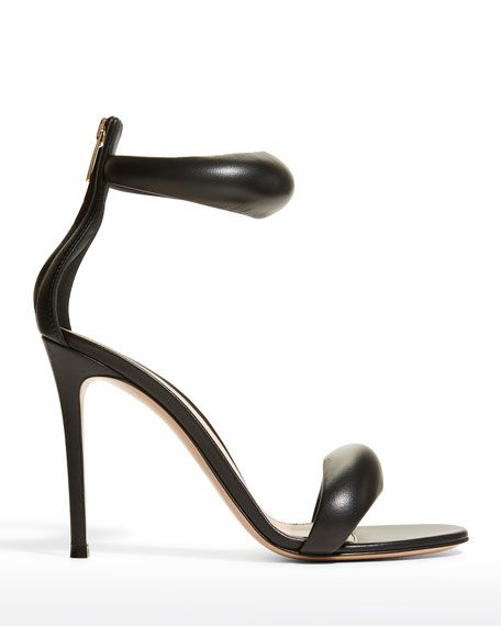 105mm Puffy Napa Ankle-Cuff Sandals | Neiman Marcus