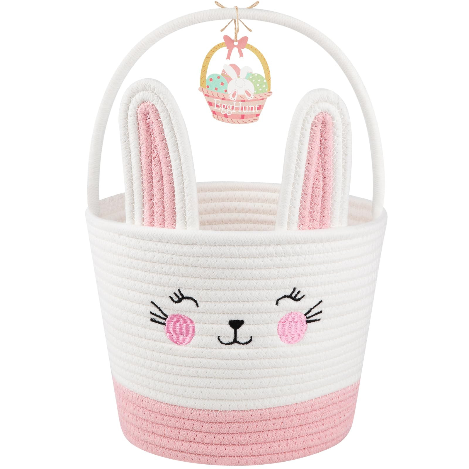 Personalized Easter Basket for Toddler, Woven Baby Easter Gifts basket with Handle, Empty Bunny E... | Amazon (US)