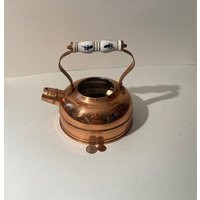 Vintage Metal Copper & Porcelain Handle Teapot, Tea Kettle, Water Heater, Kitchen Decor, Shelf Display, This Can Be Shined Up Even More | Etsy (US)