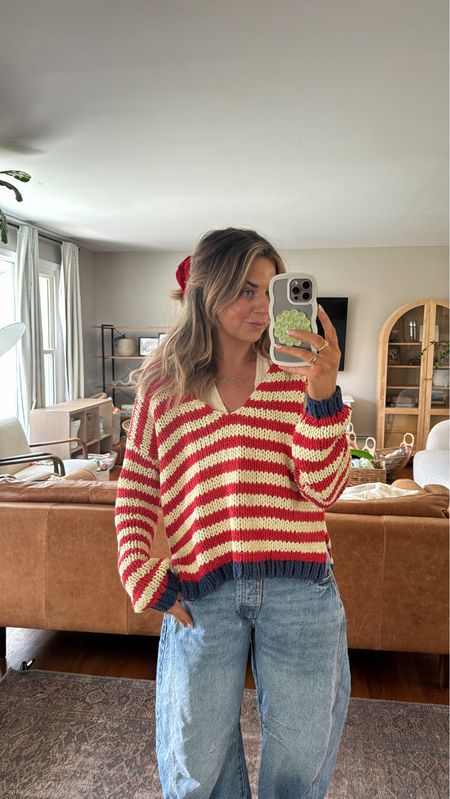 Striped sweater is a size small
Jeans true to size and a size 27


#LTKover40 #LTKSeasonal