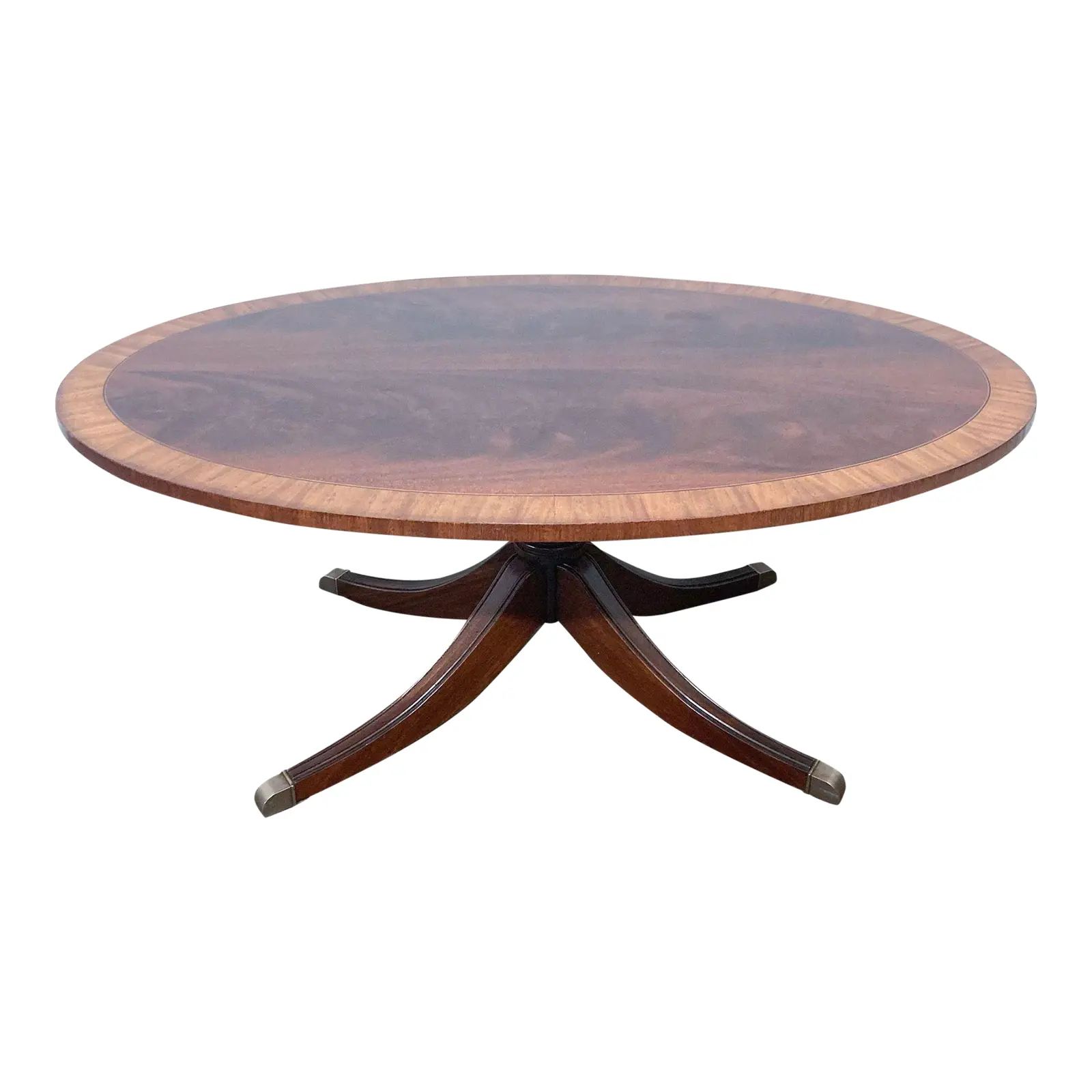 Ethan Allen Thornton Elliptical Oval Coffee Table | Chairish