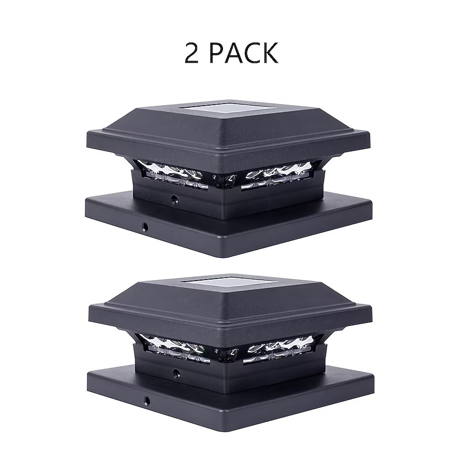 Harbor Breeze 4-in x 4-in 2 -Pack 5 -Lumens Black Solar LED Outdoor Post cap light 3300-K | Lowe's