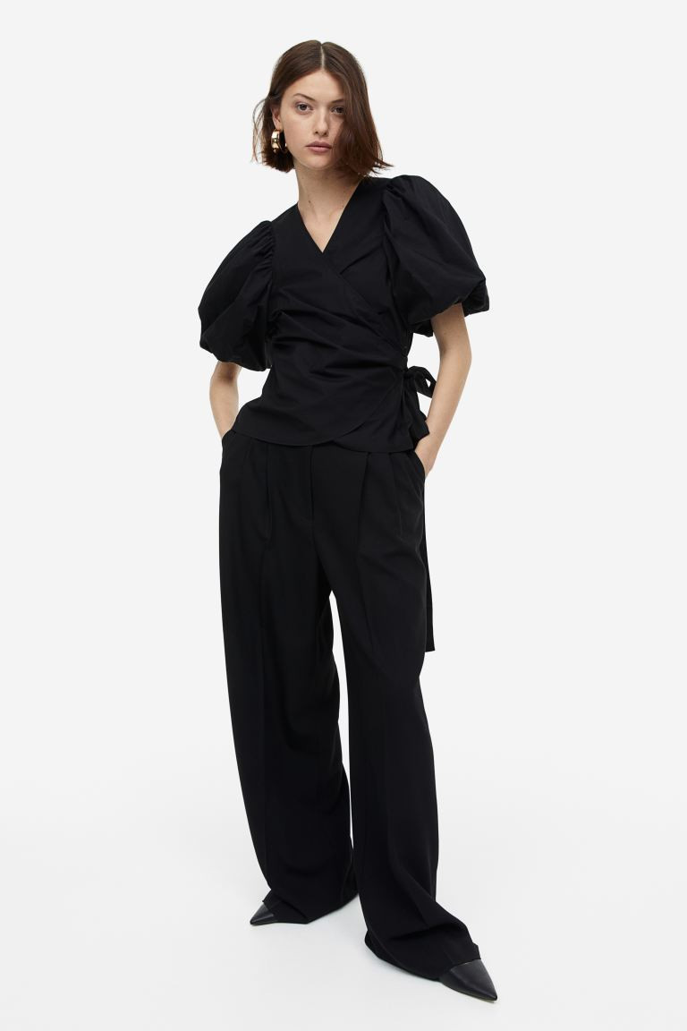 Balloon-sleeved wrap blouse | H&M (UK, MY, IN, SG, PH, TW, HK)