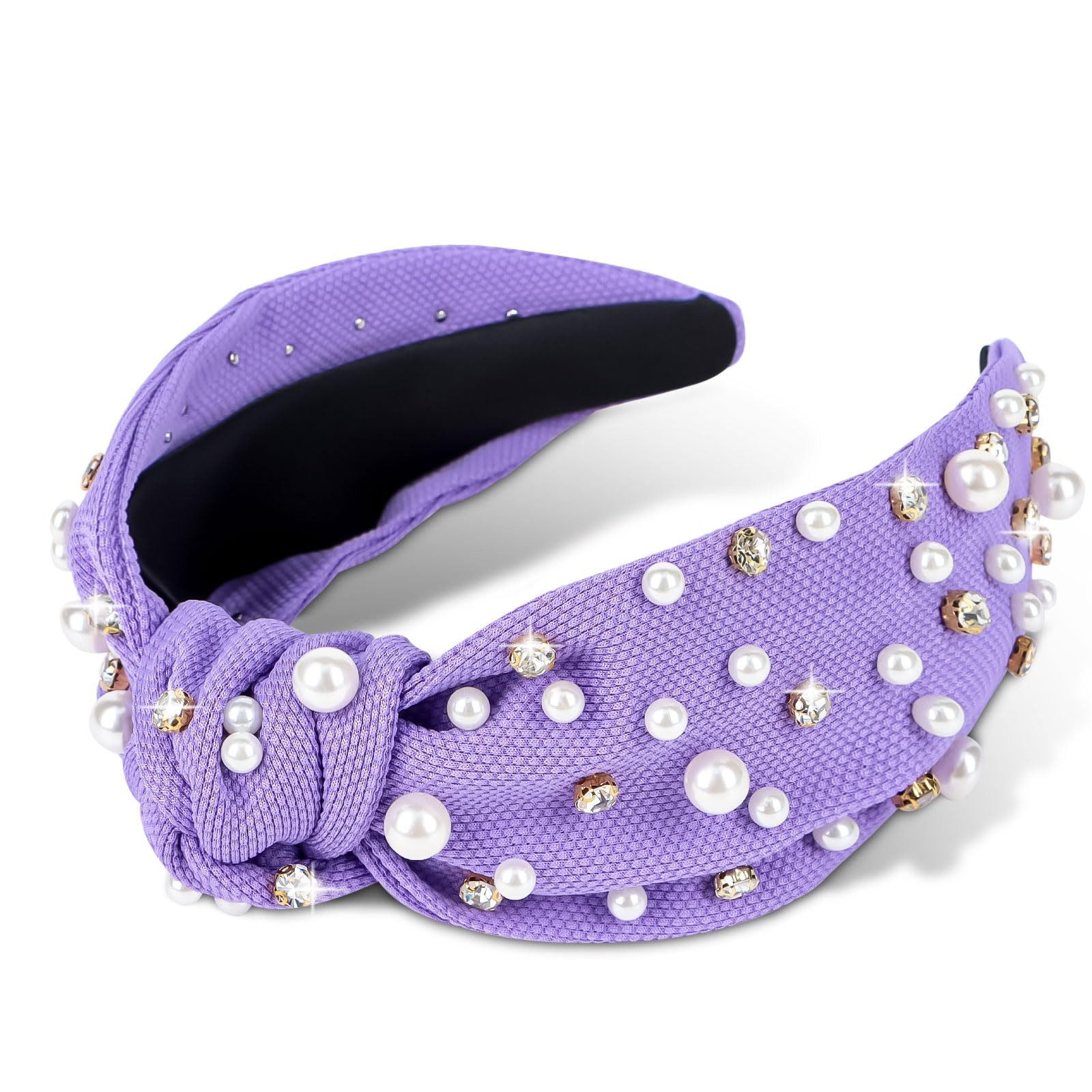 Jaciya Pearl Headbands for Girls Rhinestone Headbands for Women Wide Knotted Purple Headband for ... | Amazon (US)