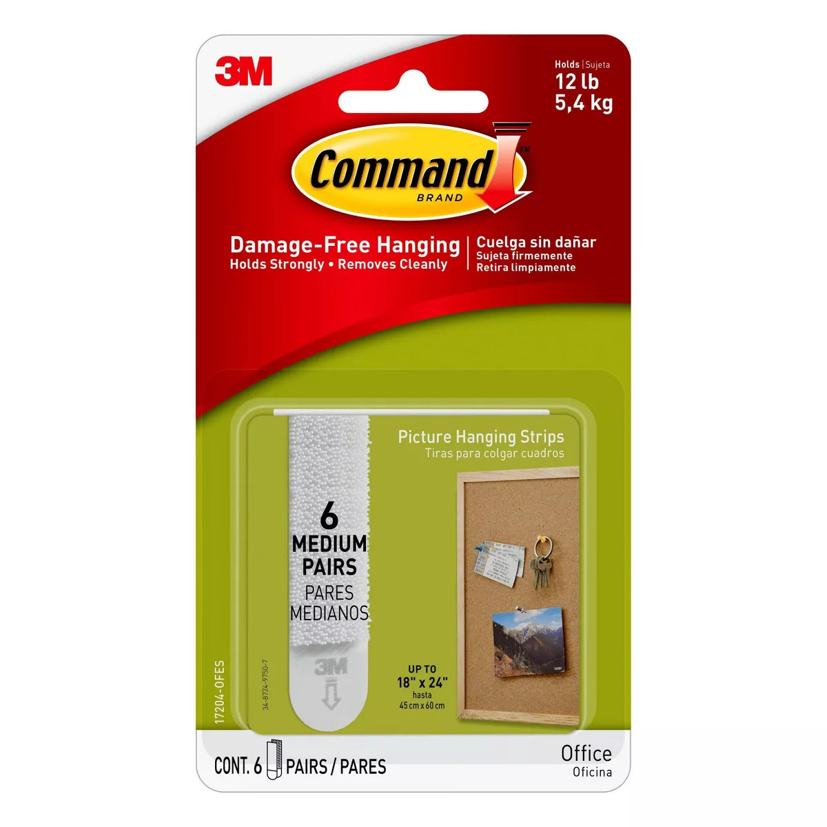 6ct 3M Command Picture Hanging Strips (Medium) - White: Heavy Duty Adhesive Strips for Art & Offi... | Target