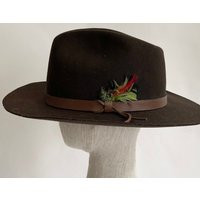 Old Stetson Fedora Cowboy Hat With Box Vintage Stallion By Dark Taupe Brown Leather Band Feather Det | Etsy (US)