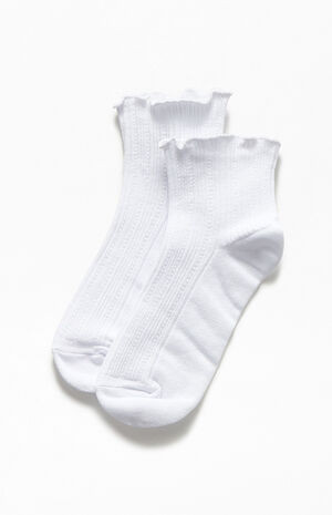 John Galt White Ruffle Socks | PacSun