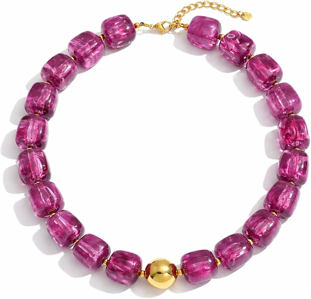 Mchic Colorful Chunky Beaded Necklace for Women, Acrylic Statement Choker | Amazon (US)