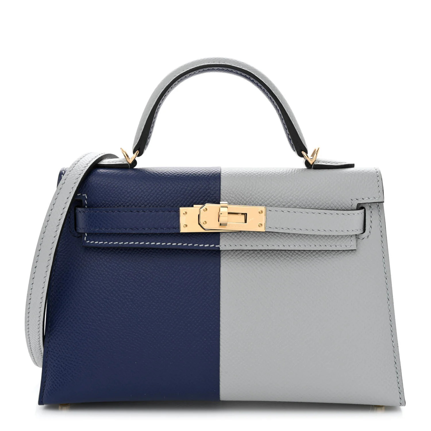 Epsom Casaque Horseshoe Mini Kelly Sellier 20 Bleu Glacier Bleu Encre | FASHIONPHILE (US)