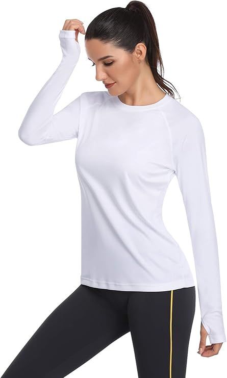 HISKYWIN Women's UPF50+ Sun Protection Long Sleeve Outdoor T-Shirt Athletic Top Thumbhole Rashgua... | Amazon (US)